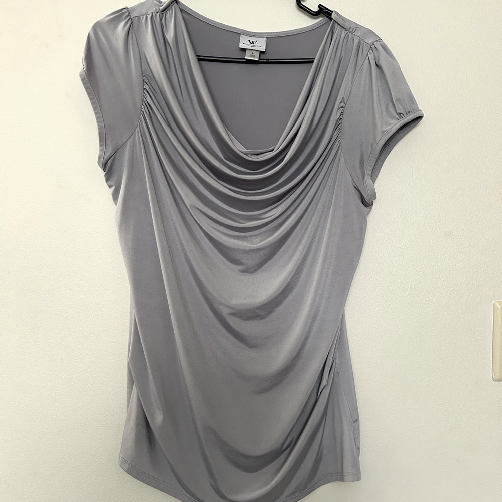 3/$15 💰Worthington Silver Draped Women's Blouse
